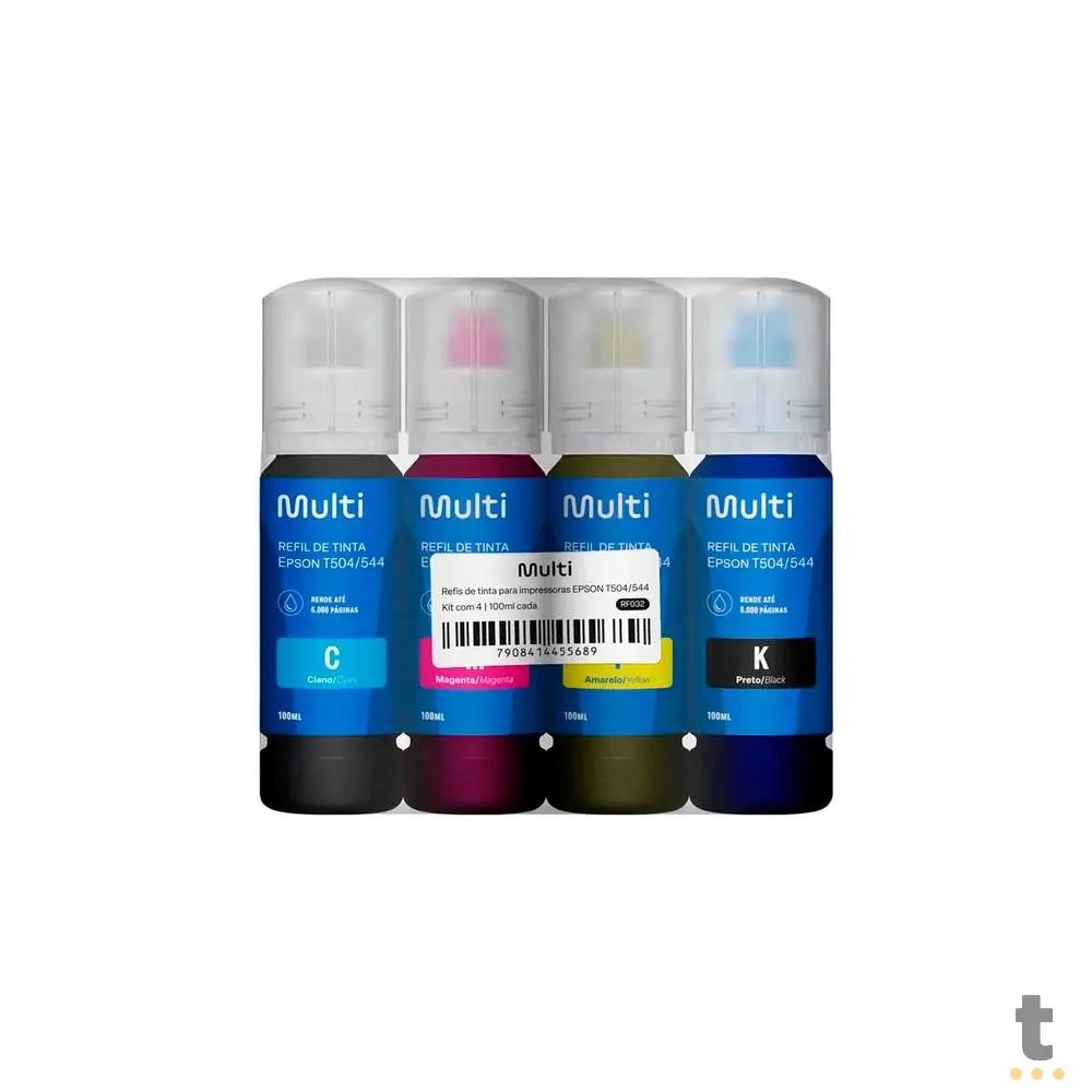 Kit Refil de Tinta Multi para Impressoras Epson T504 / T544 100ml c/ 4 Cores - RF032 Truedata